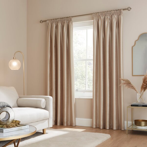 Novanna Faux Silk Blackout Pencil Pleat Curtains