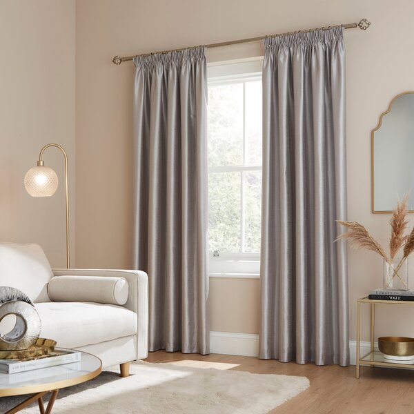 Novanna Faux Silk Blackout Pencil Pleat Curtains