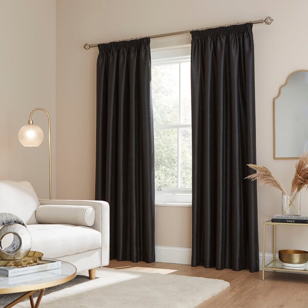 Novanna Faux Silk Blackout Pencil Pleat Curtains