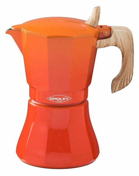 Italian Coffee Pot Oroley Petra 6 Cups Orange Aluminium