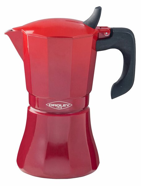 Italian Coffee Pot Oroley Petra 6 Cups Aluminium Red