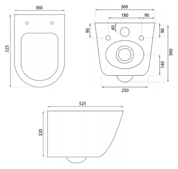 Toilet bowl Rea Eddy Tornado Rimless Flat N