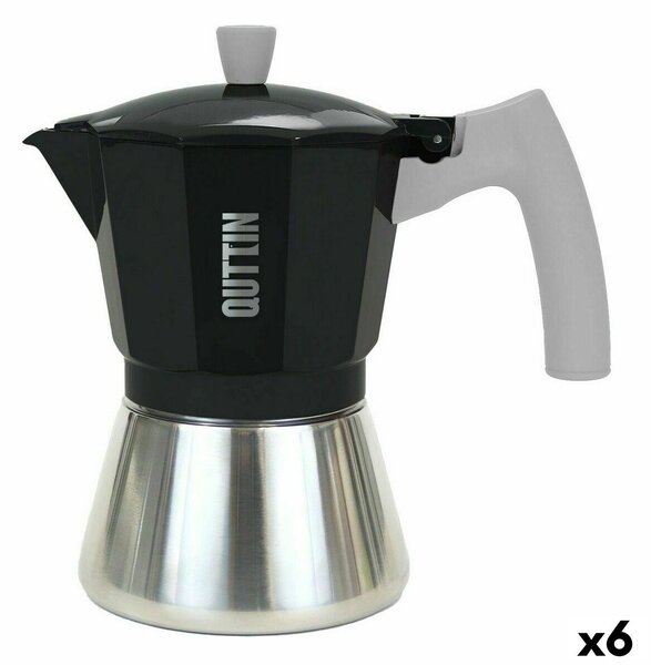 Italian Coffee Pot Quttin 3 Cups Aluminium Steel 150 ml (6 Units)