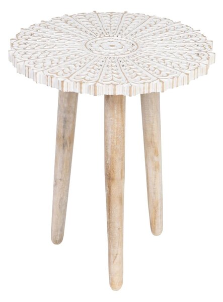 Side table 45 x 45 x 53 cm White Mango wood