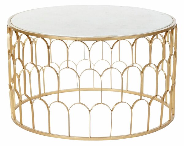 Centre Table DKD Home Decor Glamour White Multicolour Golden Marble Iron 87 x 87 x 51,5 cm