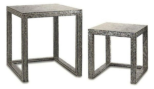 Side table Grey Mother of pearl Particleboard (2 Pieces)