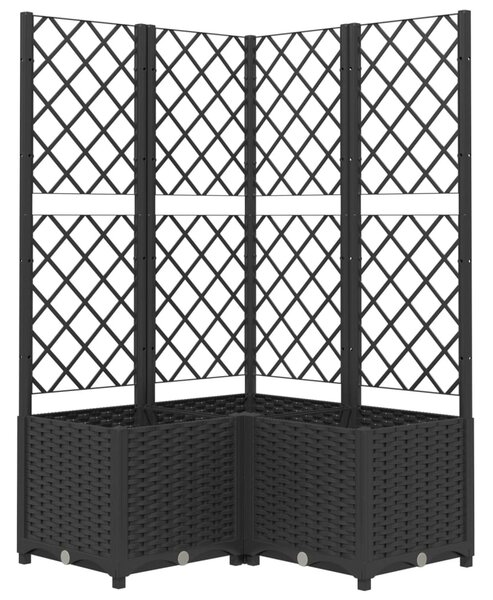 Garden Planter with Trellis Black 80x80x136 cm PP