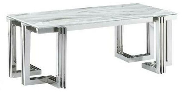 Centre Table DKD Home Decor White Silver Crystal Steel 120 x 60 x 45 cm