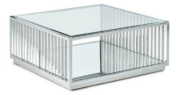 Centre Table DKD Home Decor Transparent Silver Steel Mirror 100 x 100 x 45 cm