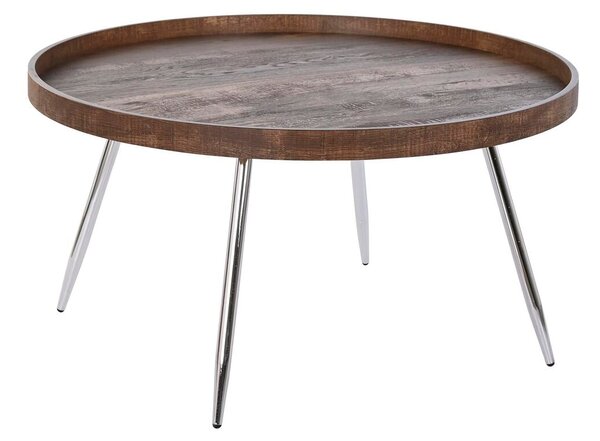 Centre Table DKD Home Decor Brown Silver Metal Steel MDF Wood 30 x 40 cm 78 x 78 x 41,5 cm