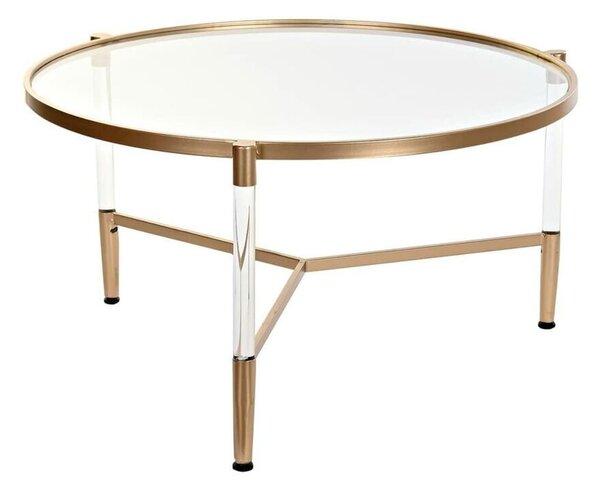 Centre Table DKD Home Decor Glamour Transparent Golden Acrylic Metal 87 x 87 x 50 cm