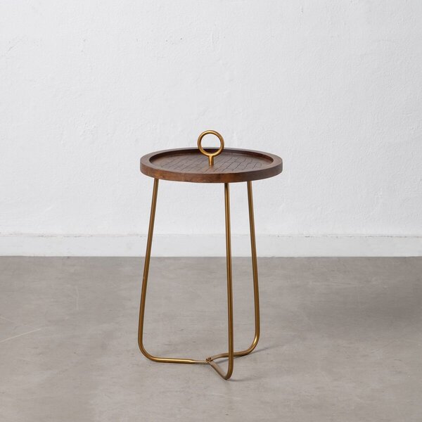 Side table Golden Wood Brown Iron 38 x 38 x 66 cm