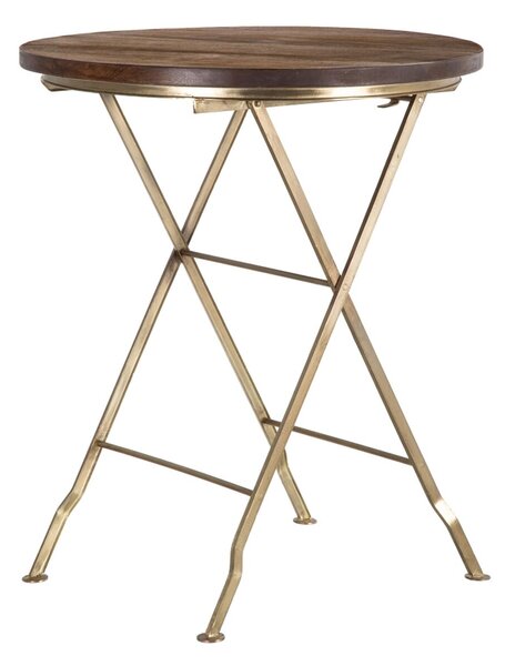 Side table 66 x 66 x 78 cm Golden Wood Brown Iron