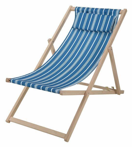 Folding Chair with Headrest Wood Cloth 97 x 56 x 85 cm