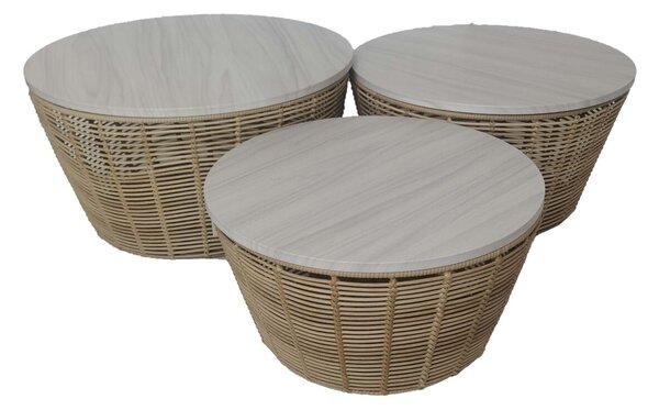 Tables set Romimex Natural 3 Pieces