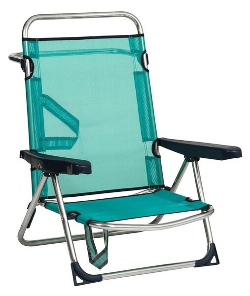 Beach Chair Alco Aluminium Multi-position Foldable Green 62 x 82 x 65 cm (62 x 82 x 65 cm)