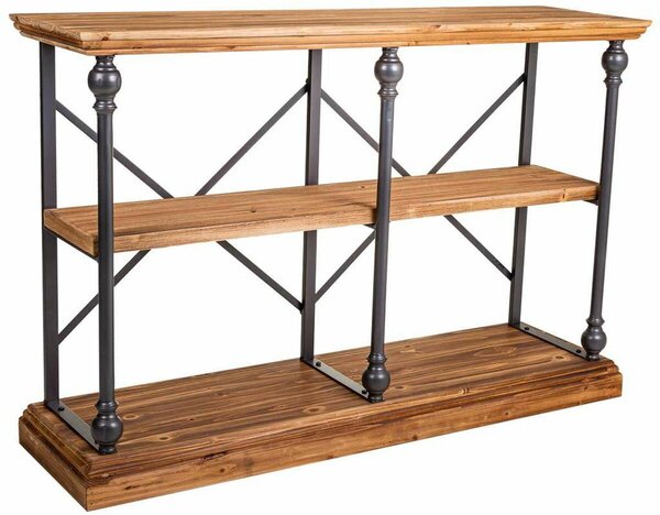 Shelve Alexandra House Living Brown Black Grey Iron Fir wood 35 x 79 x 120 cm