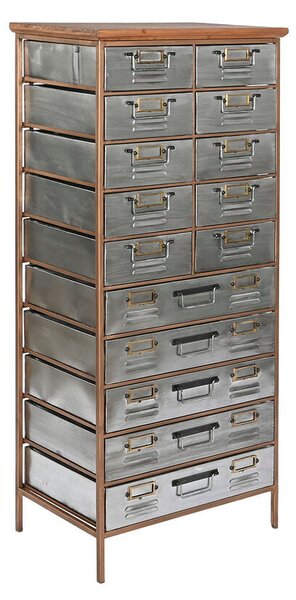 Chest of drawers Home ESPRIT Brown Grey Silver Natural Metal Fir Loft 53,5 x 33,5 x 120,5 cm