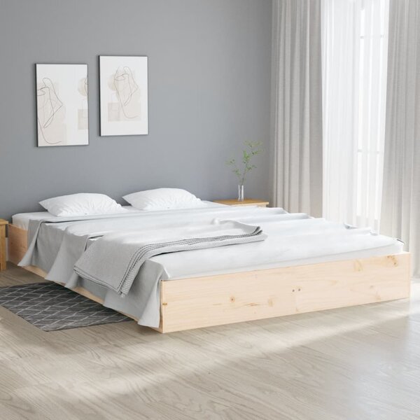 Bed Frame without Mattress Solid Wood 150x200 cm King Size King Size