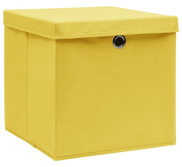 Storage Boxes with Covers 4 pcs 28x28x28 cm Yellow