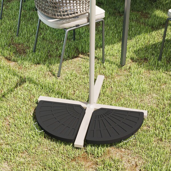 Outsunny 2pc Flabelliform Parasol Base Resin Umbrella Stand Weights for Cantilever Parasol with Handles, Bronze Aosom UK