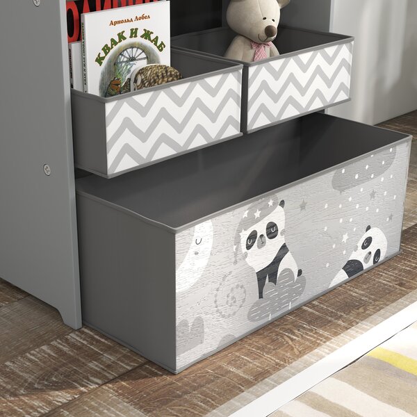ZONEKIZ Kids Storage Unit, Toy Storage Organiser, with Six Fabric Bins, for Bedrooms, Playrooms, Nurseries - Grey Aosom UK