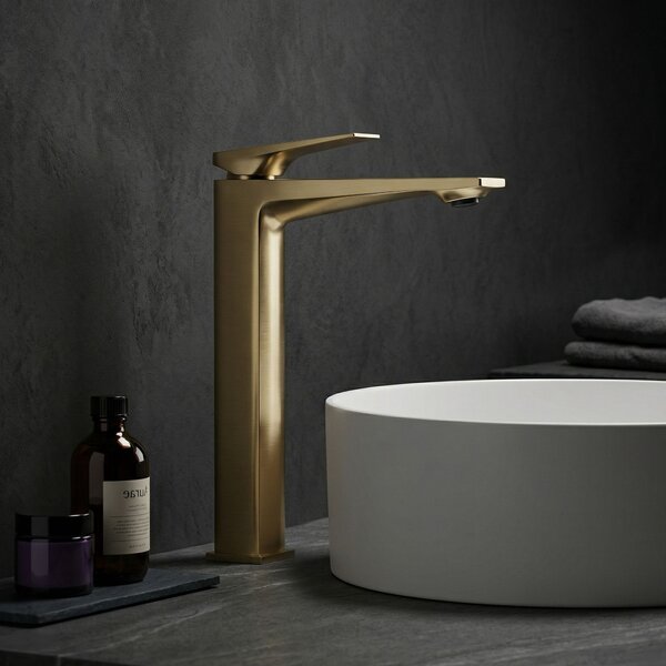 Bathroom faucet PREMIUM Rea Prime Brush Gold High