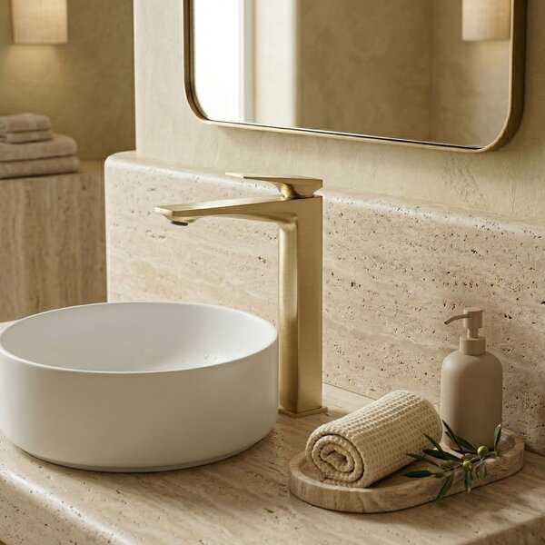 Bathroom faucet PREMIUM Rea Prime Brush Gold High