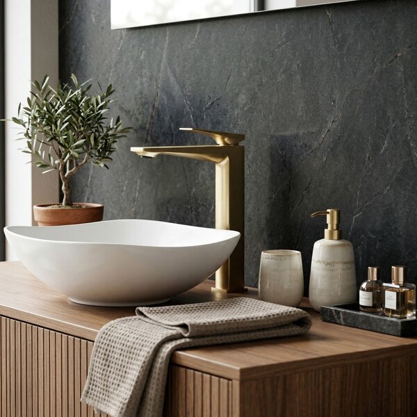 Bathroom faucet PREMIUM Rea Prime Brush Gold High