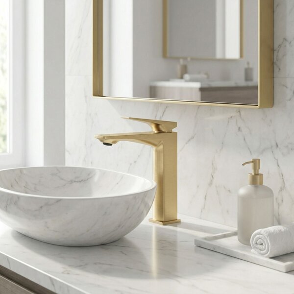 Bathroom faucet PREMIUM Rea Prime Brush Gold Low