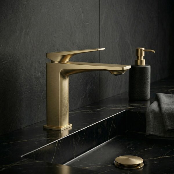 Bathroom faucet PREMIUM Rea Prime Brush Gold Low