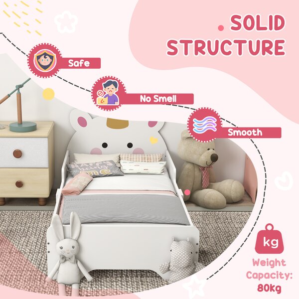 ZONEKIZ Unicorn Themed Children's Bedroom Set with Dressing Table, Mirror, Stool, and Toddler Bed Frame, 3-6 Years, Multicolour Aosom UK