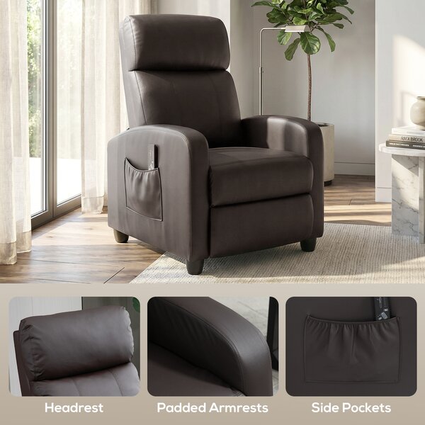 HOMCOM Recliner Sofa Chair PU Leather Massage Armcair w/ Footrest and Remote Control for Living Room, Bedroom, Home Theater, Brown