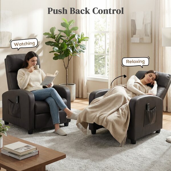 HOMCOM Recliner Sofa Chair PU Leather Massage Armcair w/ Footrest and Remote Control for Living Room, Bedroom, Home Theater, Brown