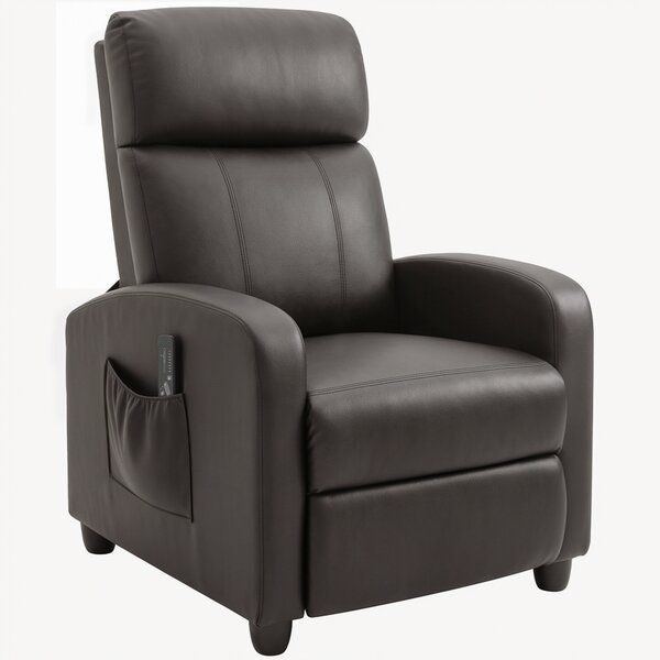 HOMCOM Recliner Sofa Chair PU Leather Massage Armcair w/ Footrest and Remote Control for Living Room, Bedroom, Home Theater, Brown