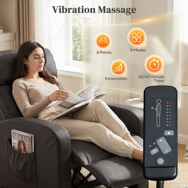 HOMCOM Recliner Sofa Chair PU Leather Massage Armcair w/ Footrest and Remote Control for Living Room, Bedroom, Home Theater, Brown