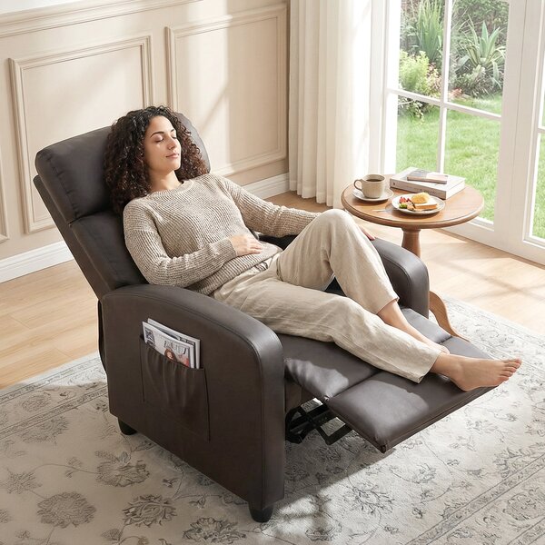 HOMCOM Recliner Sofa Chair PU Leather Massage Armcair w/ Footrest and Remote Control for Living Room, Bedroom, Home Theater, Brown