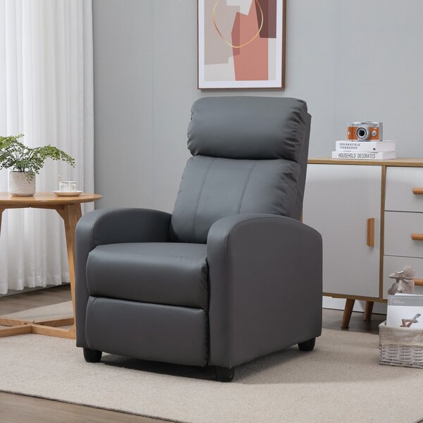 HOMCOM Reclining Massage Chair, Faux Leather with Footrest, Remote Control, for Lounge, Bedroom, Cinema, Grey