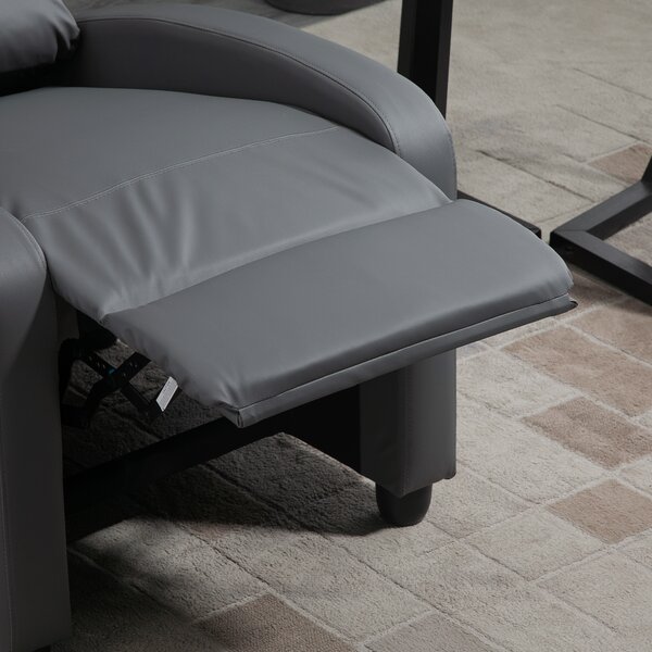 HOMCOM Reclining Massage Chair, Faux Leather with Footrest, Remote Control, for Lounge, Bedroom, Cinema, Grey