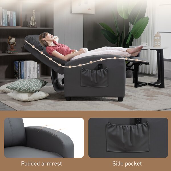 HOMCOM Reclining Massage Chair, Faux Leather with Footrest, Remote Control, for Lounge, Bedroom, Cinema, Grey