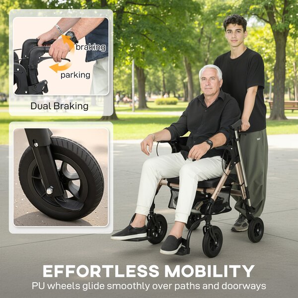 HOMCOM 2-in-1 Rollator Walker & Transport Wheelchair with Seat, Foldable Mobility Aid with Brakes & Footrests for Seniors, Safe & Comfortable Walking Support, Black Aosom UK