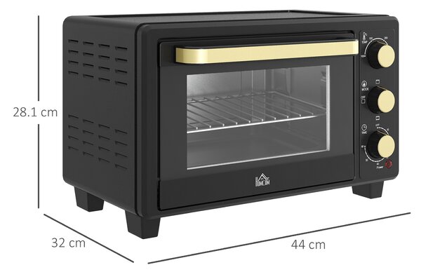 HOMCOM Mini Oven, 16L Countertop Electric Grill, Toaster Oven w/ Adjustable Temperature, 60 Min Timer, Crumb Tray, Baking Tray, Wire Rack Aosom UK