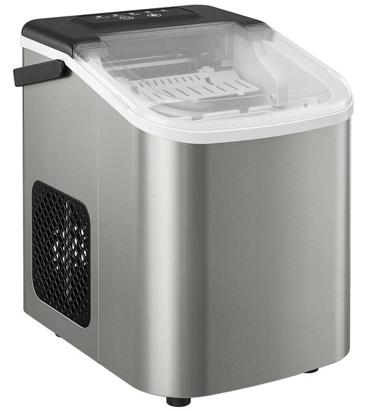 HOMCOM Ice Maker Machine Countertop, 9 Cubes Ready in 7 Mins, 12 KG in 24Hrs, 2 Sizes of Bullet, Self-Cleaning Ice Machine with Portable Handle, Scoop and Basket for Home Kitchen Office RV
