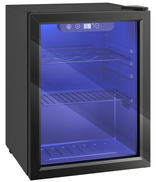 HOMCOM 16 Bottle Wine Cooler, 48 Litre Capacity, 4-16°C Under Counter Drinks Beer Wine Fridge with Glass Door, LED Light, Black
