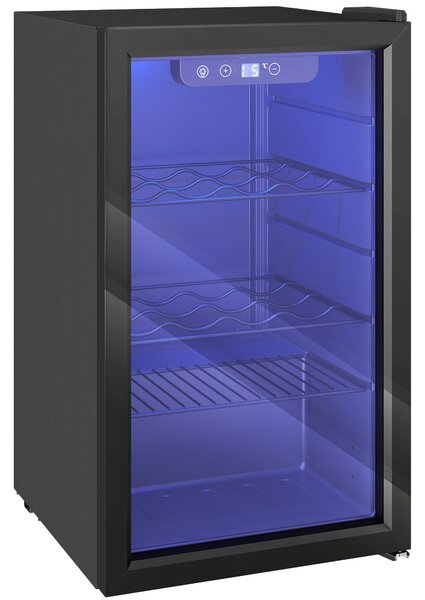 HOMCOM 24 Bottle Wine Cooler, 68 Litre Capacity, 4-16°C Freestanding Drinks Beer Wine Fridge with Glass Door, Black