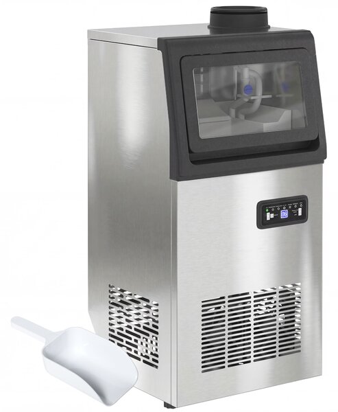 HOMCOM Commercial Ice Maker Machine, 36kg/24H Stainless Steel Under Counter or Freestanding Ice Machine, Silver