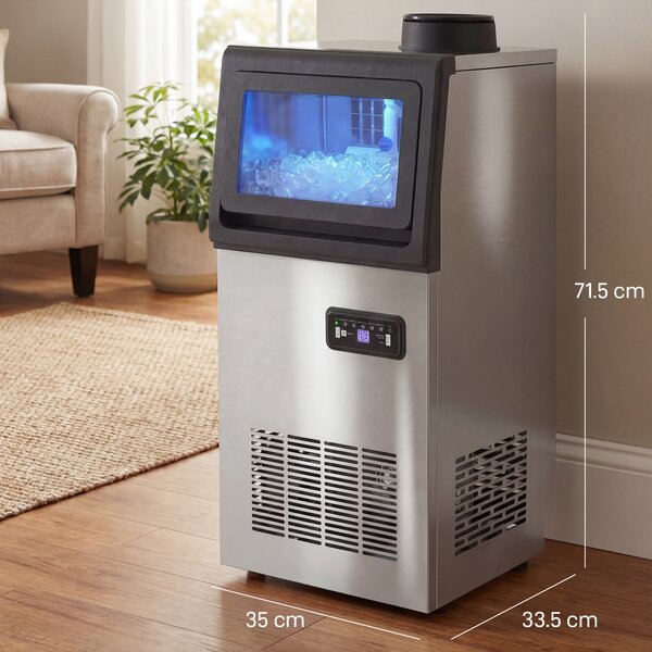 HOMCOM Commercial Ice Maker Machine, 36kg/24H Stainless Steel Under Counter or Freestanding Ice Machine, Silver
