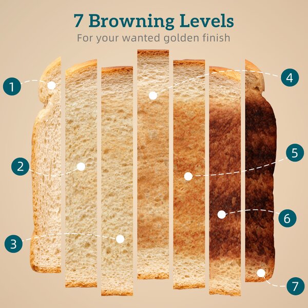 HOMCOM 4 Slice Toaster with 7 Browning Levels, Bread Toaster with Removable Crumb Tray, Black