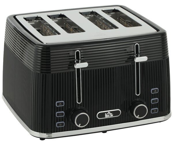 HOMCOM 4 Slice Toaster with 7 Browning Levels, Bread Toaster with Removable Crumb Tray, Black