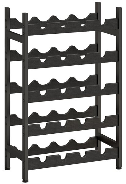 HOMCOM Wine Rack Freestanding Industrial Liquor Cabinet 5-Tier 20 Bottles Bar Stand with Adjustable Feet, Black